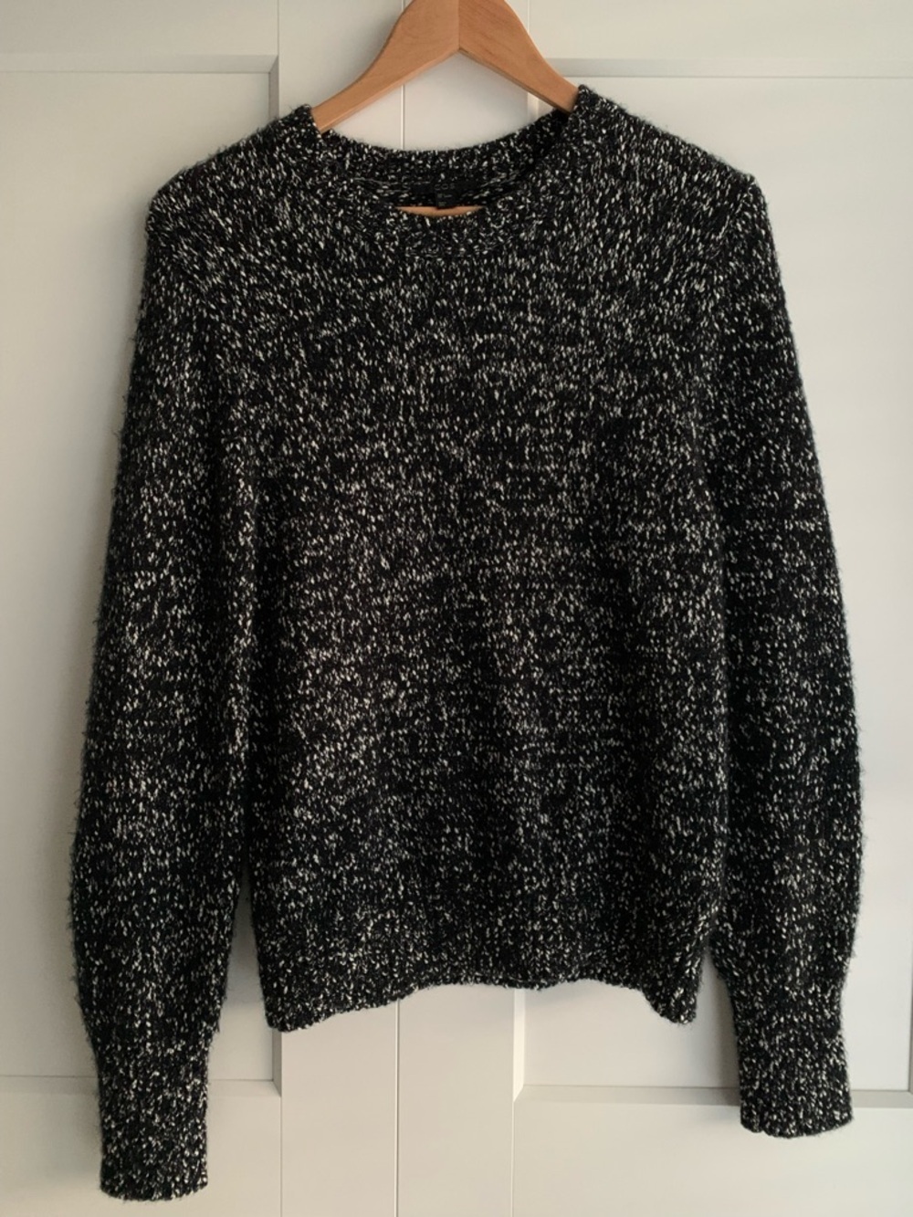 COS Speckle Black & White wool and cotton blended Crewneck Sweater size S - Picture 4 of 14